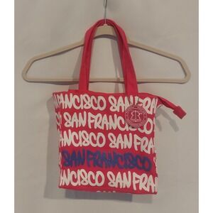 Robin Ruth Womens Pink San Francisco Graffiti Print Canvas Tote Bag Size 9×4×9